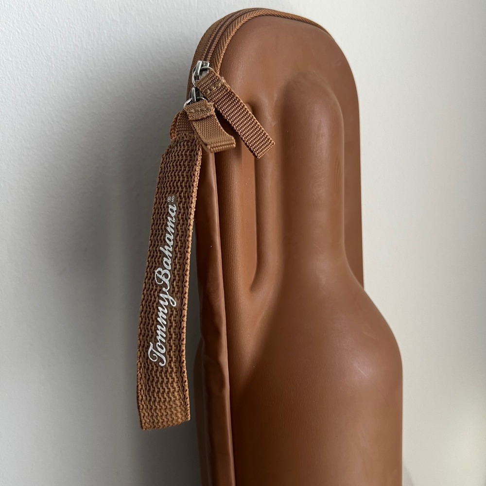Tommy Bahama Brown Hard Shell Insulated Single Bottle Wine Carrier Travel Case